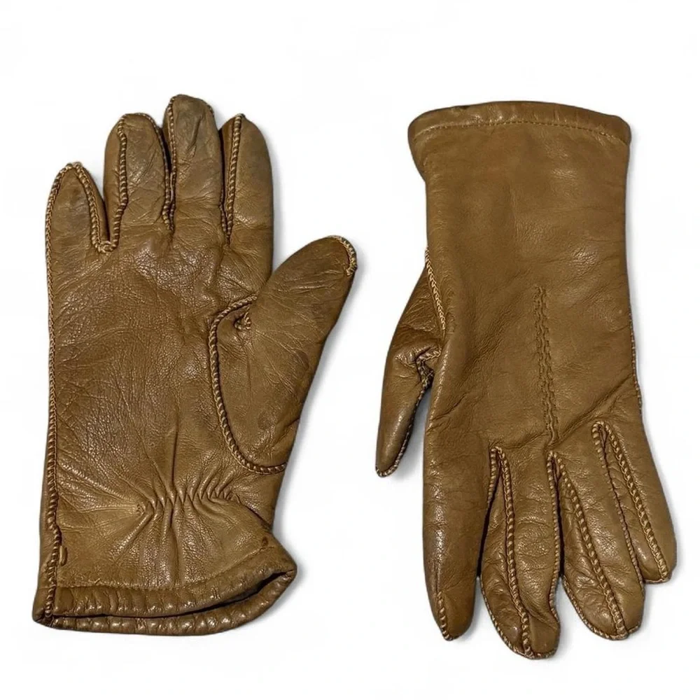 Vintage leather gloves with cashmere thermal lining